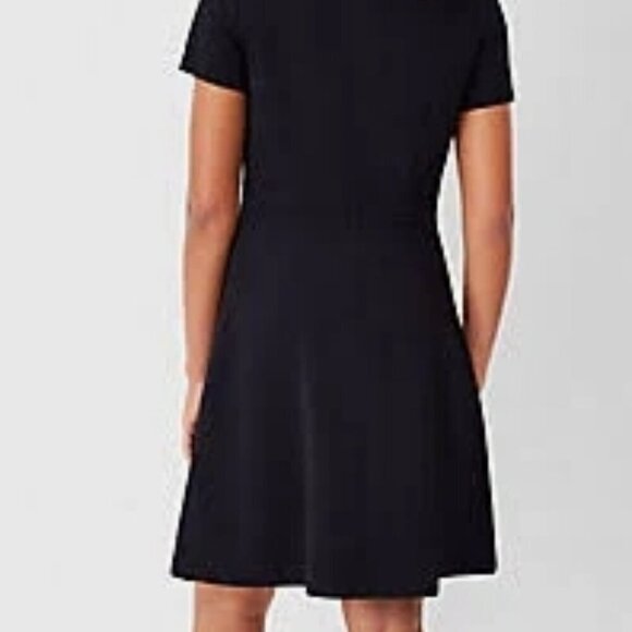 Women's Ann Taylor Petite Flare Dress in Fluid Crepe (Black) - Picture 2 of 5